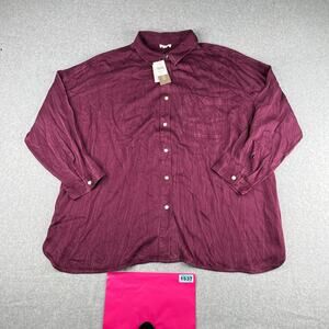 Pure Jill Shirt 2X Purple Viscose Long Sleeve Button Up Casual Ladies New NWT
